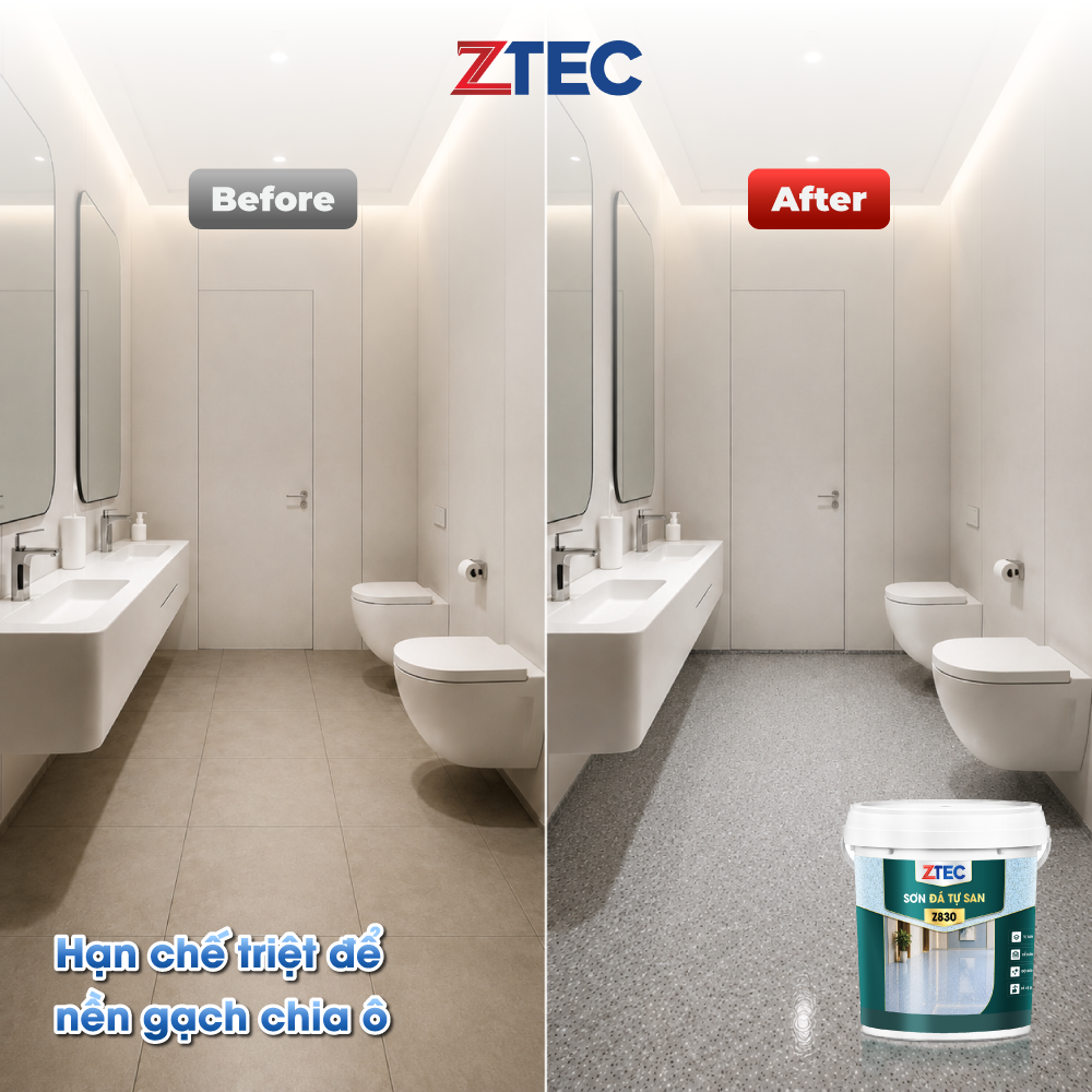 Sơn đá tự san ZTEC trên sàn nhà tắm